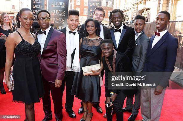 Cast of The Scottsboro Boys attend the Laurence Olivier Awards at The Royal Opera House on April 13, 2014 in London, England.