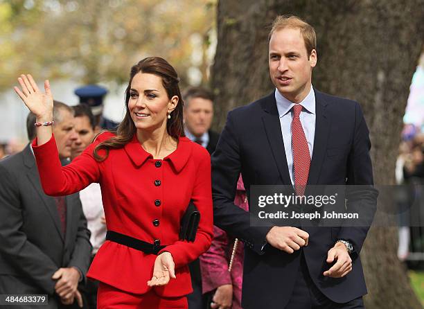 Prince William, Duke of Cambridge and Catherine, Duchess of Cambridge wave to the crowds during the countdown to the 2015 ICC Cricket World Cup at...