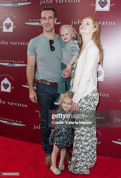 Actor James Van Der Beek, son Joshua Van Der Beek, daughter Olivia Van Der Beek, and wife Kimberly Van Der Beek arrive at the 11th Annual John...