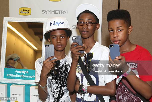 Musicians Alec Atkins, Jarad Dawkins and Malcolm Brickhouse of Unlocking the Truth attend the Kari Feinstein Music Festival Style Lounge at La Quinta...