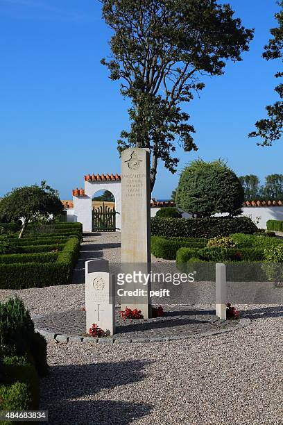 royal airforce raf wwii monument at odden kirke cemetery - odden denmark stock pictures, royalty-free photos & images
