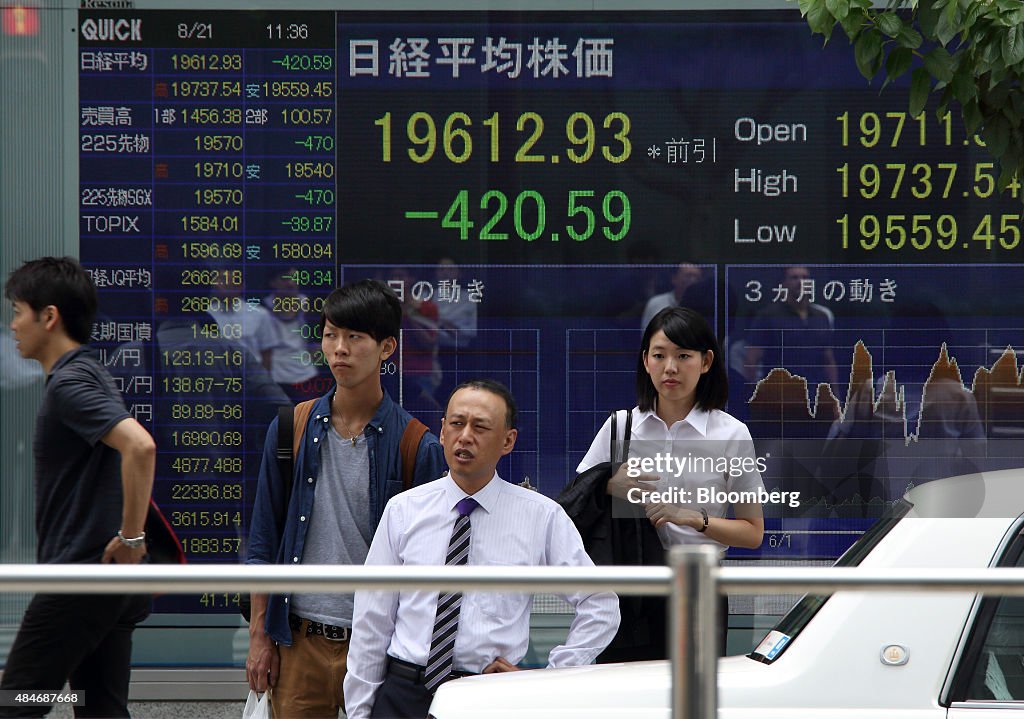 Stock Market Illustrations As Japan Stocks Slump After U.S. Equities Plunge