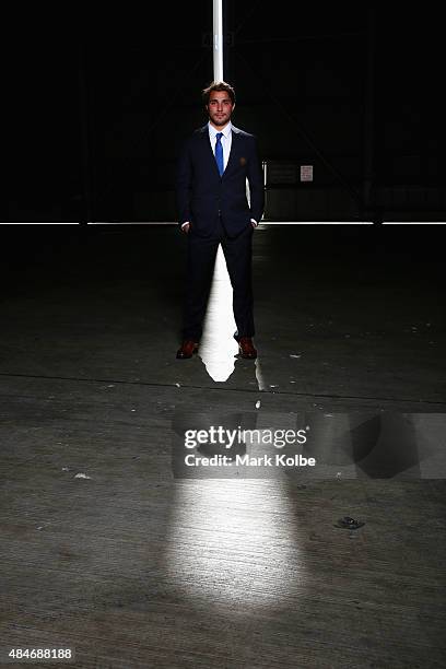 Nick Phipps during the Australian Wallabies Rugby World Cup squad announcement at Hangar 96, Qantas Sydney Jet Base on August 21, 2015 in Sydney,...