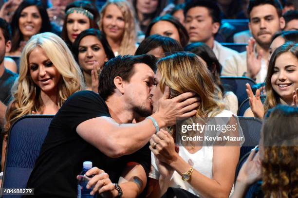 Actor Mark Wahlberg and Rhea Durham attend the 2014 MTV Movie Awards at Nokia Theatre L.A. Live on April 13, 2014 in Los Angeles, California.