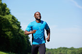 Active african american man running