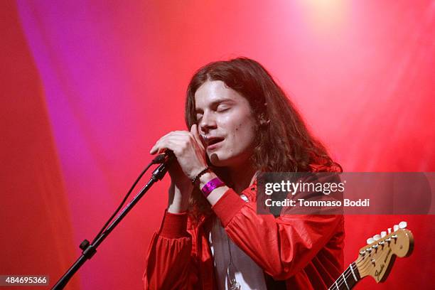 Performs onstage at American Express UNSTAGED: Artists in Residence Concert with BORNS, Gavin James, Pia Mia and Rae Sremmurd at El Rey Theatre on...