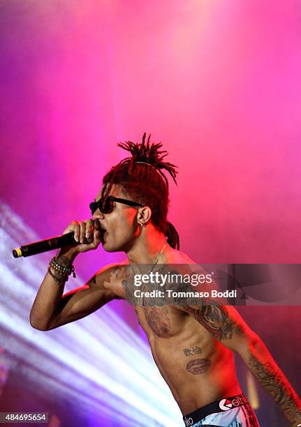 Swae Lee of Rae Sremmurd performs onstage at American Express UNSTAGED: Artists in Residence Concert with BORNS, Gavin James, Pia Mia and Rae...