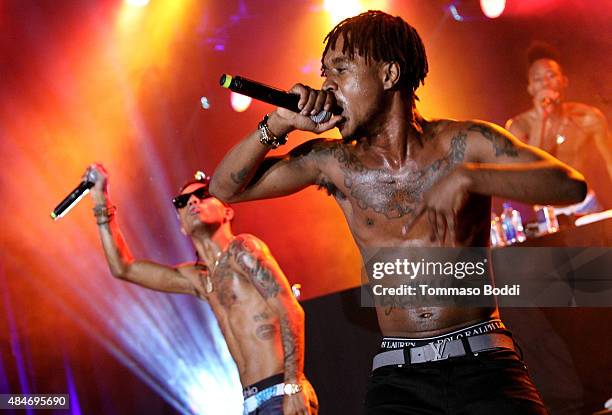 Slim Jimmy and Swae Lee of Rae Sremmurd perform onstage at American Express UNSTAGED: Artists in Residence Concert with BORNS, Gavin James, Pia Mia...