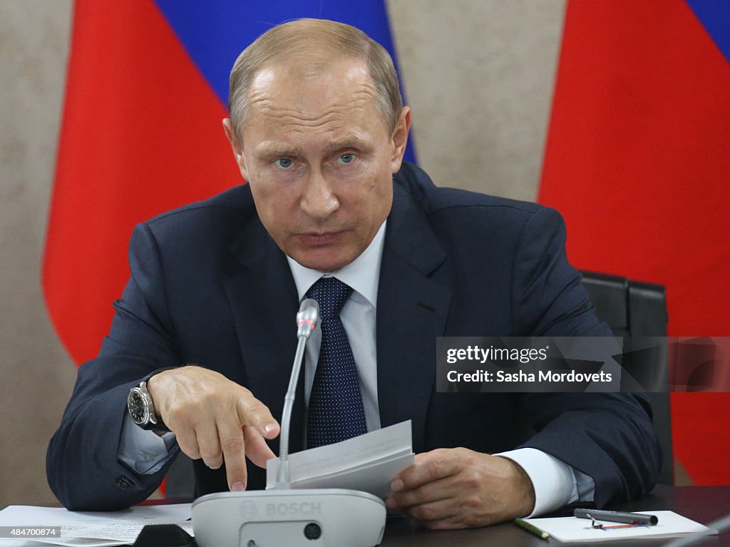 Russian President Vladimir Putin Visits Oil Terminal Shehskharis Of Transneft
