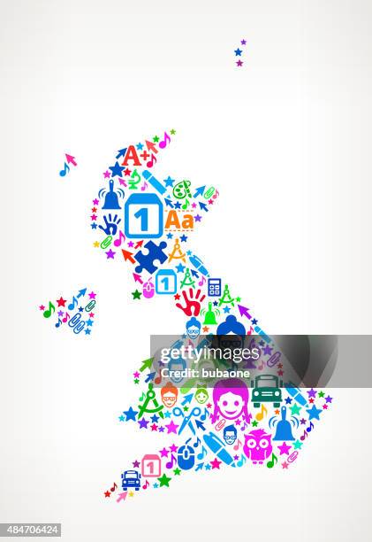 united kingdom on school and education icon pattern - mini bus uk stock illustrations