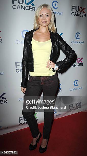Katja Glieson arrives at the FCancer Benefit Event at Bootsy Bellows on August 20, 2015 in West Hollywood, California.