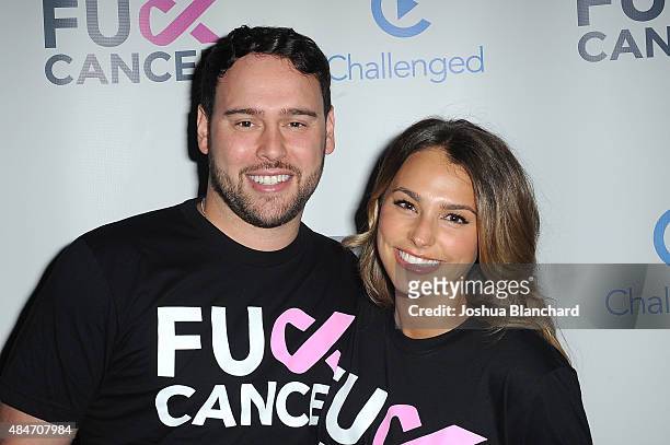 Scooter Braun and Yael Cohen Braun Braun arrive at the FCancer Benefit Event at Bootsy Bellows on August 20, 2015 in West Hollywood, California.