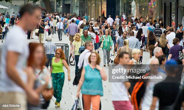 Frankfurt, Germany Crowd of People in pedestrian zone Zeil on August 14, 2015 in Frankfurt, Germany.