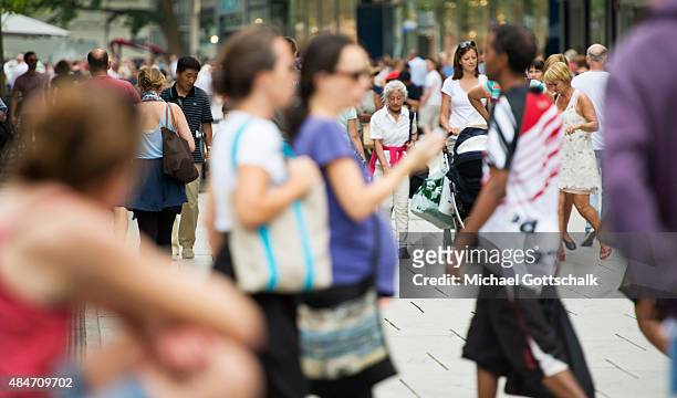 Frankfurt, Germany Crowd of People in pedestrian zone Zeil on August 14, 2015 in Frankfurt, Germany.