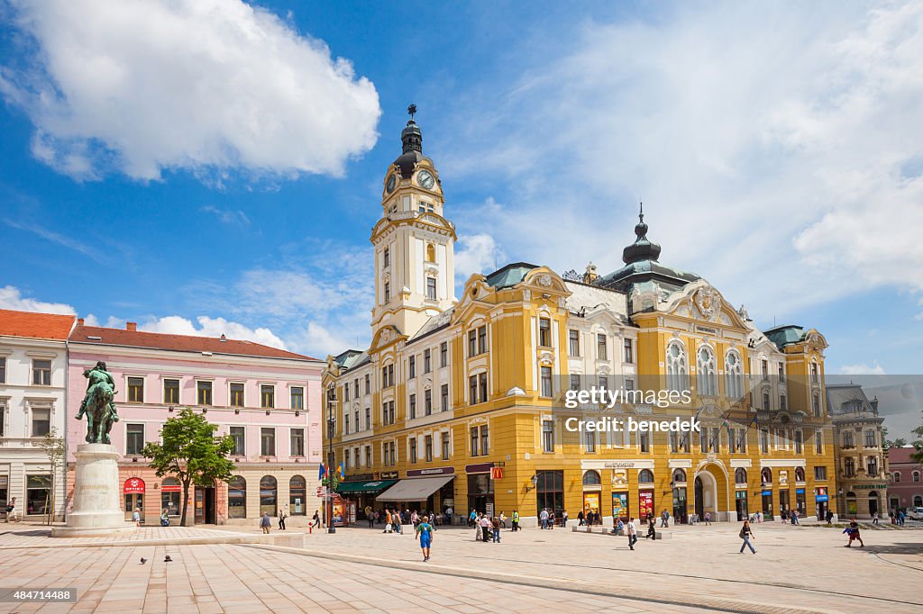 Pecs Hungary Szechenyi Square and Town Hall