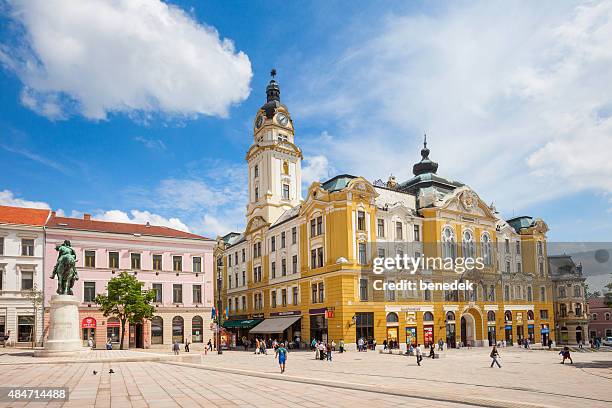 pecs hungary szechenyi square and town hall - pecs hungary stock pictures, royalty-free photos & images