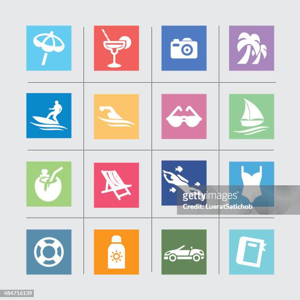 holidays beach color harmony l icons - qualification round stock illustrations