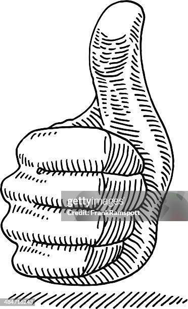 thumbs up hand zeichnung - black thumbs up white background stock-grafiken, -clipart, -cartoons und -symbole