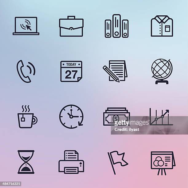 office line icons - printing out stock illustrations