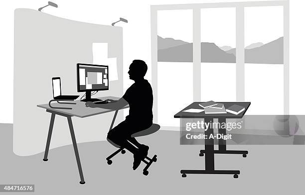 peaceful office setting - office partition stock illustrations