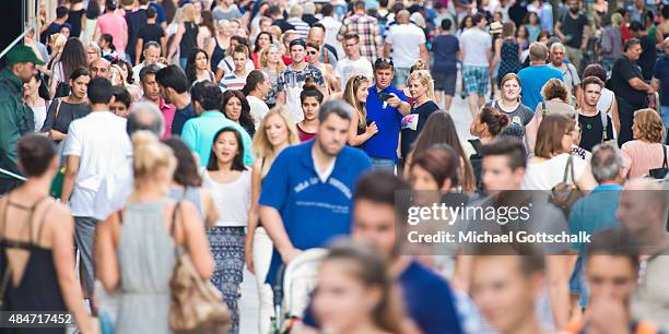 Frankfurt, Germany Crowd of People in pedestrian zone Zeil on August 14, 2015 in Frankfurt, Germany.