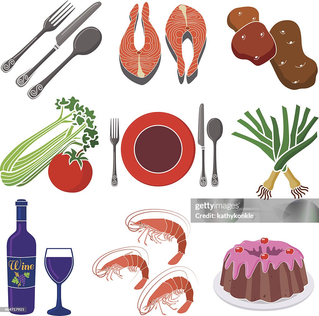 Seafood dinner design elements