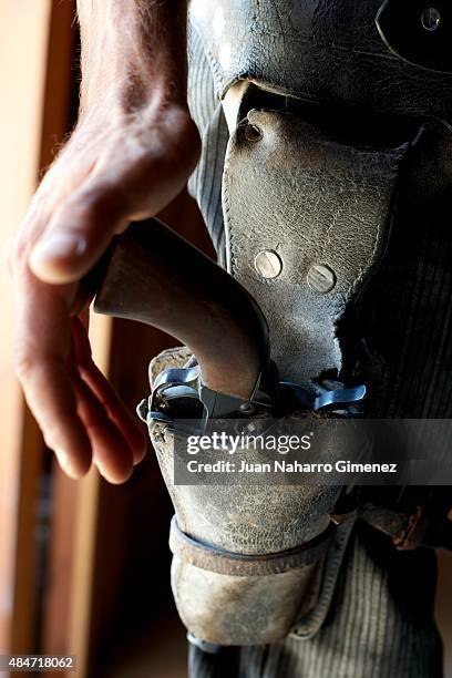 Detail of a gun at Fort Bravo/Texas Hollywood on August 20, 2015 in Almeria, Spain. Fort Bravo Texas Hollywood, built in the 1960s in Almeria, Spain,...