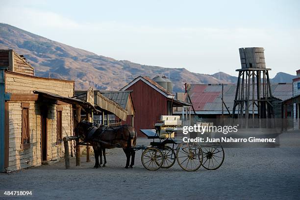 General view of the film set at Fort Bravo/Texas Hollywood on August 20, 2015 in Almeria, Spain. Fort Bravo Texas Hollywood, built in the 1960s in...