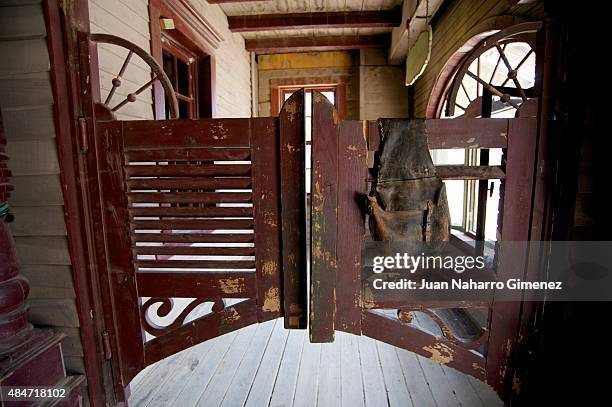 General view of the film set at Fort Bravo/Texas Hollywood on August 20, 2015 in Almeria, Spain. Fort Bravo Texas Hollywood, built in the 1960s in...