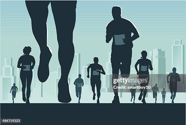 stockillustraties, clipart, cartoons en iconen met city marathon - baanevenement mannen