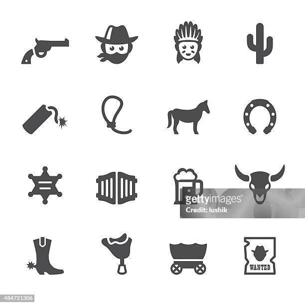 ilustraciones, imágenes clip art, dibujos animados e iconos de stock de soulico iconos-wild west y del cowboy - horsedrawn