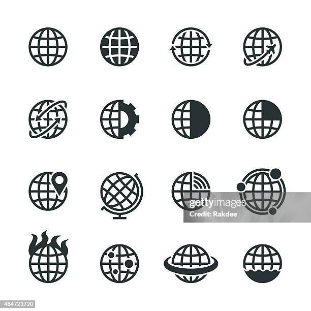 globes silhouette icons - planetary gear stock illustrations