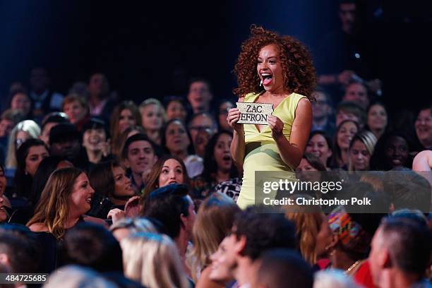 Tiffany Luce attends the 2014 MTV Movie Awards at Nokia Theatre L.A. Live on April 13, 2014 in Los Angeles, California.