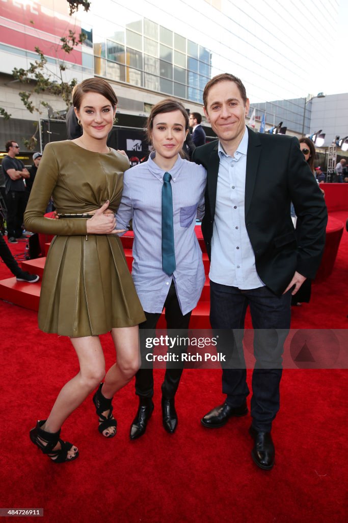 Actors Shailene Woodley and Ellen Page and guest attend the 2014 MTV
