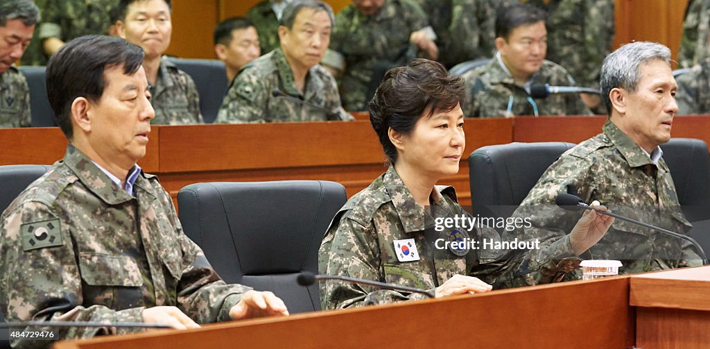 S. Korean President Park Visits The Third Army Headquarters Amid The Border Tension