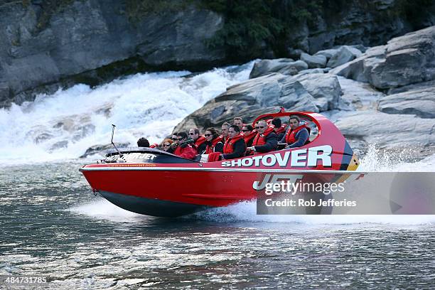 Prince William, Duke of Cambridge and Catherine, Duchess of Cambridge on the Shotover Jet on April 13, 2014 in Queenstown, New Zealand. The Duke and...
