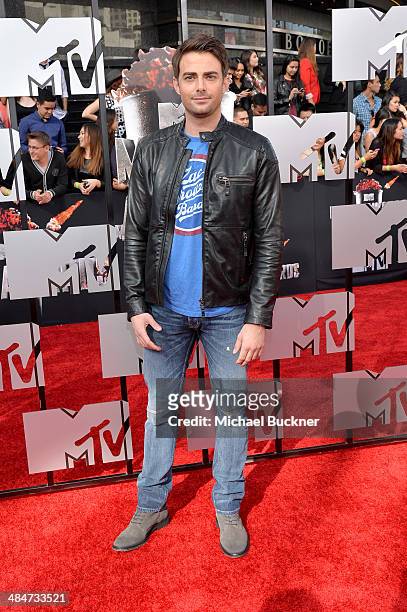 Actor Jonathan Bennett attends the 2014 MTV Movie Awards at Nokia Theatre L.A. Live on April 13, 2014 in Los Angeles, California.