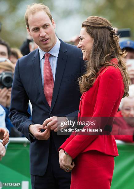 Catherine, Duchess of Cambridge and Prince William, Duke of Cambridge visit Latimer Square for a 2015 Cricket World Cup event on April 14, 2014 in...