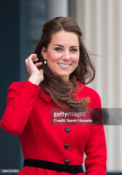 Catherine, Duchess of Cambridge visits Wigram Air Force Museum on April 14, 2014 in Christchurch, New Zealand. The Duke and Duchess of Cambridge are...