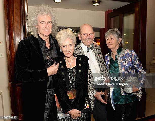 Brian May, Anita Dobson, Jim Beach and guest attend the Laurence Olivier Awards after party at The Royal Opera House on April 13, 2014 in London,...