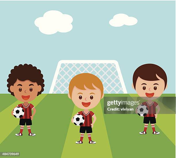 soccer fun - school playing field stock illustrations