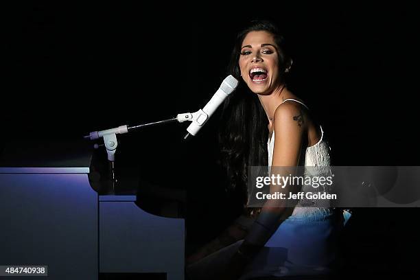 Christina Perri performs at The Greek Theatre on August 20, 2015 in Los Angeles, California.