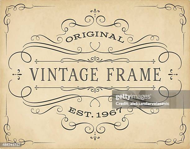ilustrações de stock, clip art, desenhos animados e ícones de vintage moldura - caligrafia