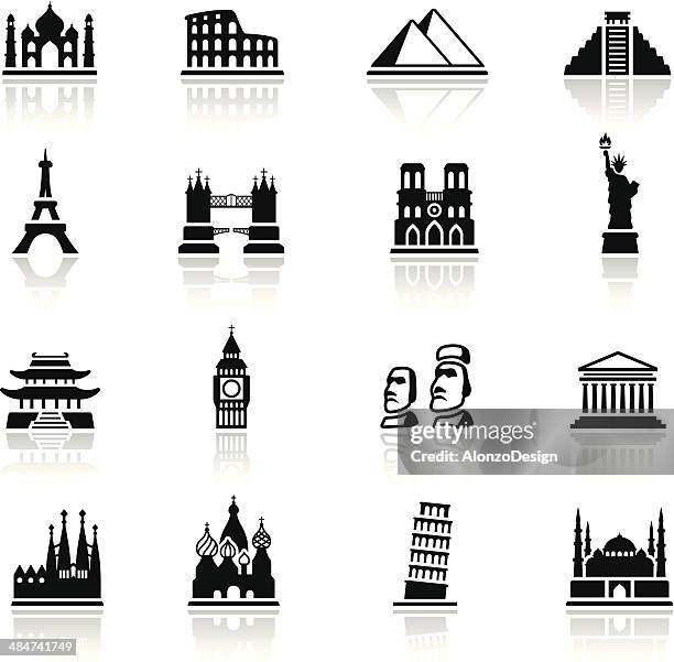 stockillustraties, clipart, cartoons en iconen met famous place icon set - taj mahal