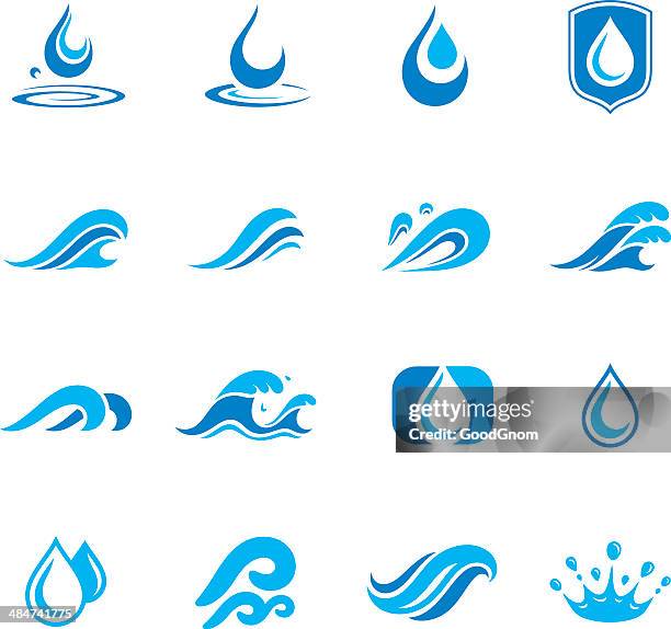 ilustraciones, imágenes clip art, dibujos animados e iconos de stock de conjunto de iconos de agua - agua ondas