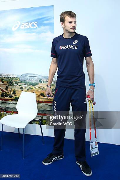 French sprinter Christophe Lemaitre attends Asics activity the day before IAAF World Championships Beijing 2015 on August 21, 2015 in Beijing, China.