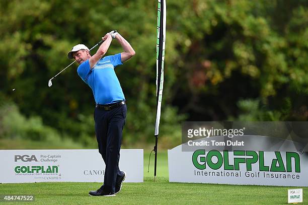 Alistair White of Royal Ascot Golf Club tees off from the 1st hole during the Golfplan Insurance PGA Pro-Captain Challenge - South Regional Qualifier...