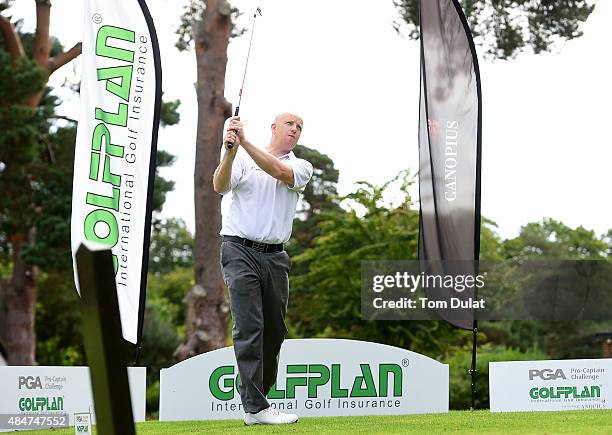 John Tolliday of Dale Hill Golf Club tees off from the 1st hole during the Golfplan Insurance PGA Pro-Captain Challenge - South Regional Qualifier at...