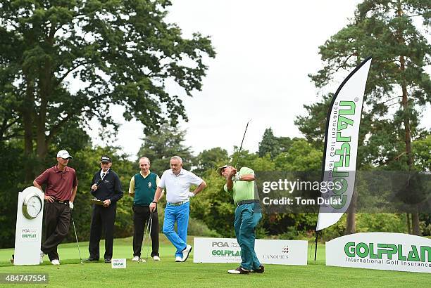 Barry Wickens of Clandon Regis Golf Club tees off from the 1st hole during the Golfplan Insurance PGA Pro-Captain Challenge - South Regional...