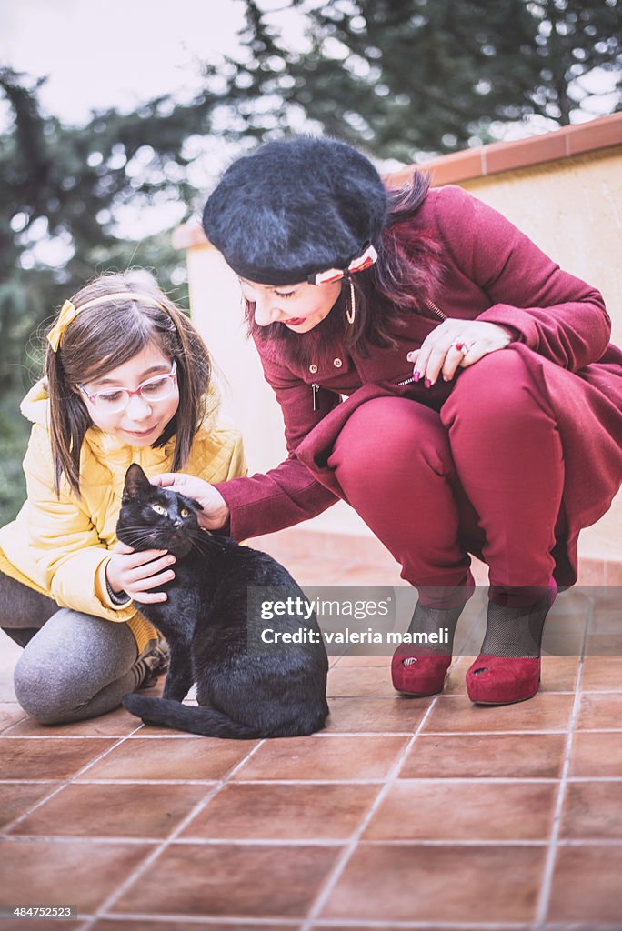 Family and cat